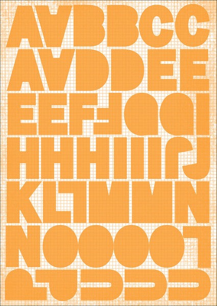 Square Tangerine Alpha Sticker Sheet - 8.25" x 5.75"