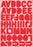 Square Red Alpha Sticker Sheet - 8.25" x 5.75"