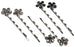 Silver and Black Studded Flower Bobby Pins - 6 Ct
