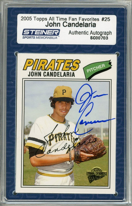 John Candelaria Signed 2005 Topps Card - Pirates - Smile/Hand in Glove (Slabbed by Steiner)