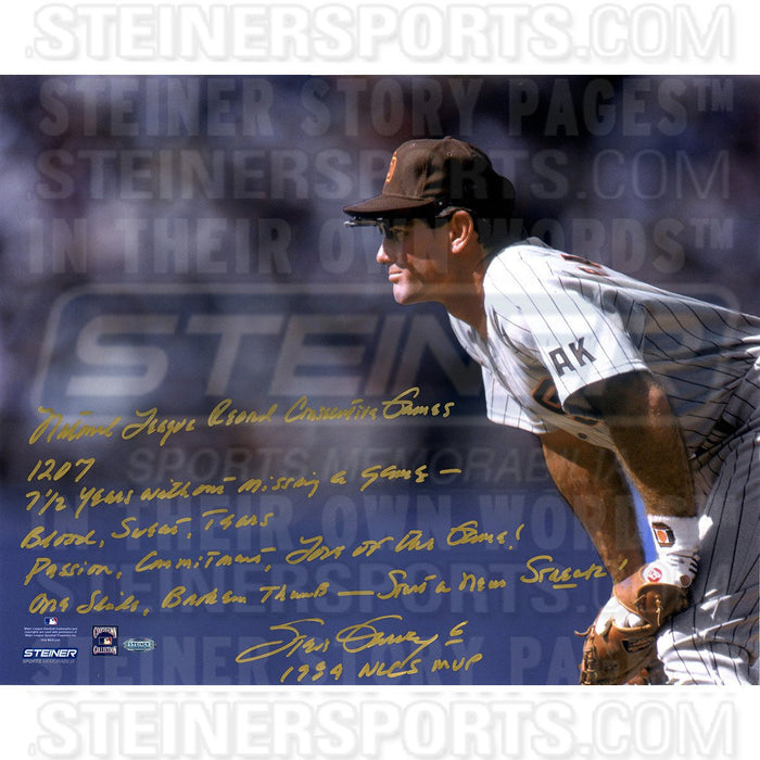 Steve Garvey San Diego Padres Stands Ready 16x20 Story Photo w/"1984 NLCS MVP " Insc. ( Signed in Gold)