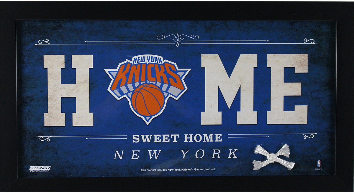New York Knicks 10x20 Home Sweet Home Sign w/ Game Used Net