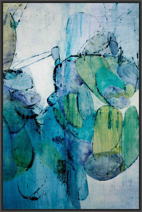 BLUE TONES 22L X 28H Floater Framed Art Giclee Wrapped Canvas