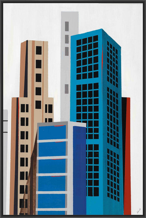 HIGH RISE VI 28L X 28H Floater Framed Art Giclee Wrapped Canvas