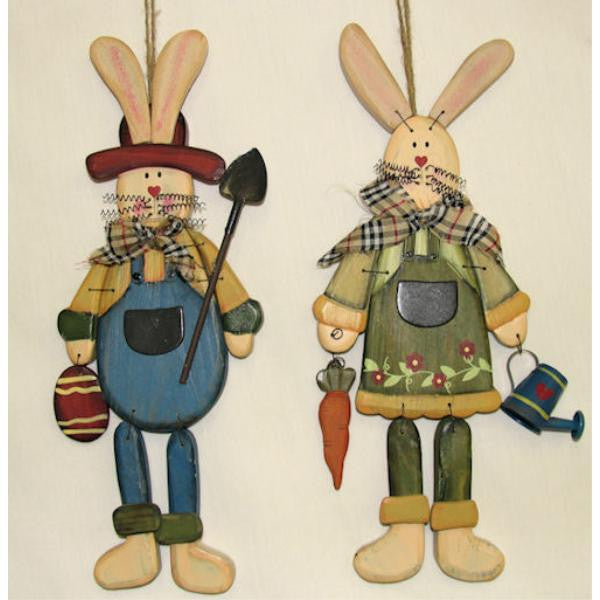 Wooden Bunny Couple Wall Hanging