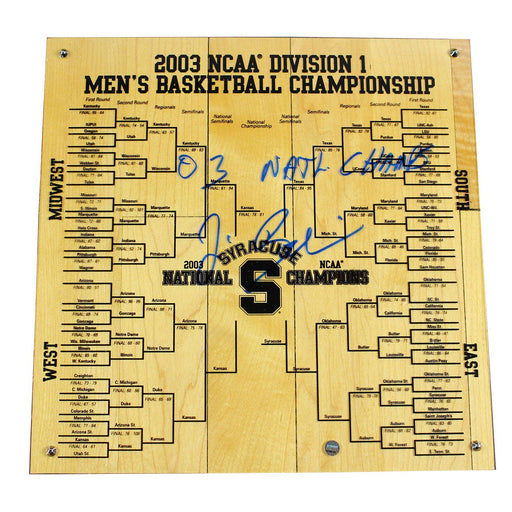 Jim Boeheim Signed Syracuse Basketball Engraved 12x12 Bracket w/ "03 National Champs" Insc