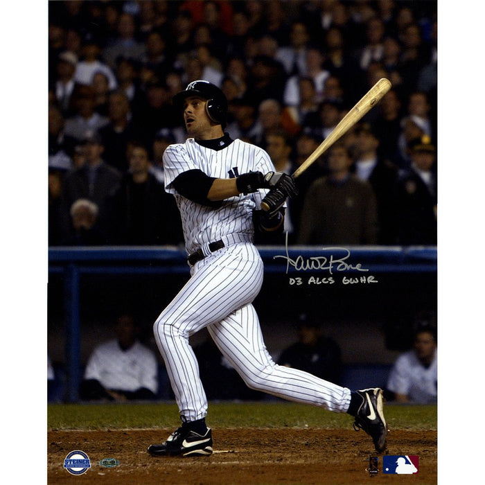 Aaron Boone Signed 2003 ALCS GW HR vs Red Sox Swing 16X20 Vertical Photo w/ 03 GW HR ALCS Insc