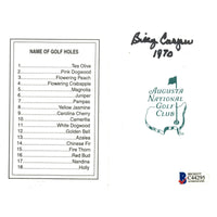 Billy Casper Signed Augusta National Masters Scorecard Beckett