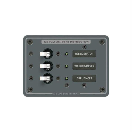 Blue Sea 8058 AC 3 Position Toggle Circuit Breaker Panel  (White Switches)