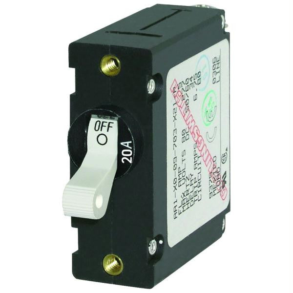 Blue Sea 7214 AC - DC Single Pole Magnetic World Circuit Breaker  -  20 Amp
