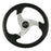 Ongaro Folletto 14.2" Black Poly Steering Wheel w- Polished Spokes and Black Cap - Fits 3-4" Tapered Shaft Helm