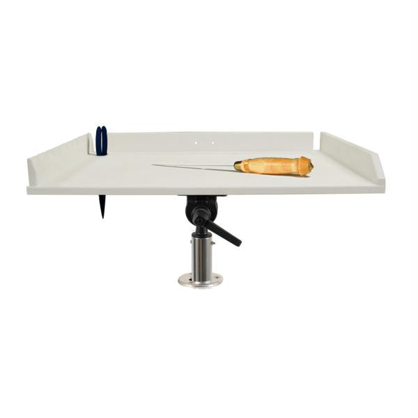 TACO 32" Poly Filet Table w-Adjustable Gunnel Mount - White