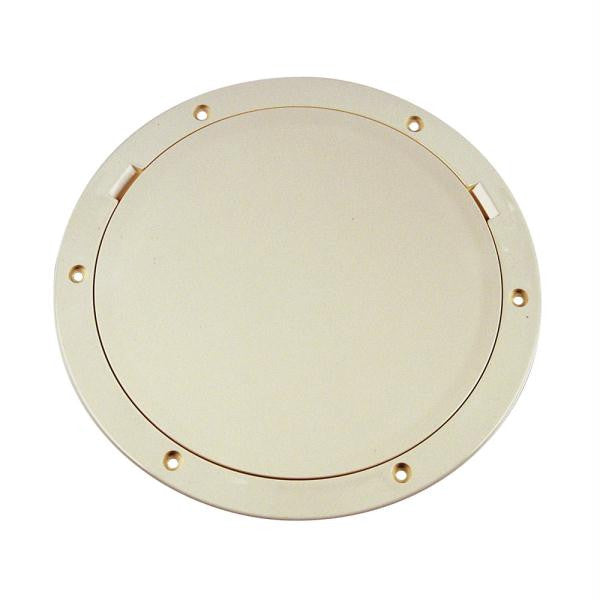 Beckson 8" Smooth Center Pry-Out Deck Plate - Beige