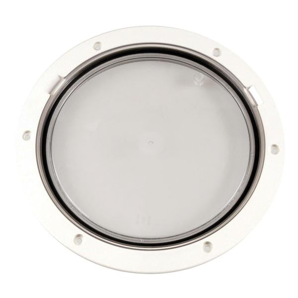 Beckson 8" Clear Center Pry-Out Deck Plate - White