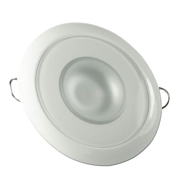 Lumitec Mirage Flush Mount Interior Down Light - 4-Color - Glass Fixture-White Bezel - 3.25" Diameter