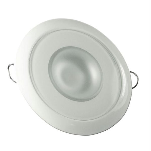 Lumitec Mirage Flush Mount Interior Down Light - Dimmable White & Blue - Glass Fixture-White Bezel - 3.25" Diameter