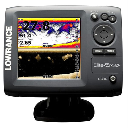 Lowrance Elite-5x HDI 50-200 455-800 Fishfinder - Transom Mount