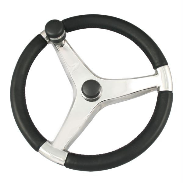 Ongaro Evo Pro 316 Cast Stainless Steel Steering Wheel w-Control Knob - 13.5" Diameter