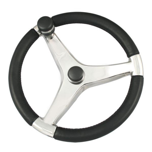 Ongaro Evo Pro 316 Cast Stainless Steel Steering Wheel w-Control Knob - 15.5" Diameter