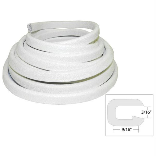 TACO Flexible Vinyl Trim - 3-16" Opening x 9-16"W x 25'L - White