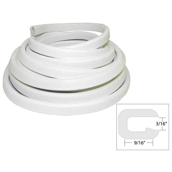 TACO Flexible Vinyl Trim - 3-16" Opening x 9-16"W x 25'L - White