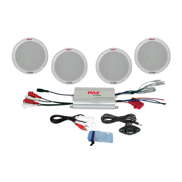 Pyle 4-Channel Waterproof MP3-iPod Amplified 6.5" Marine Speaker System - White