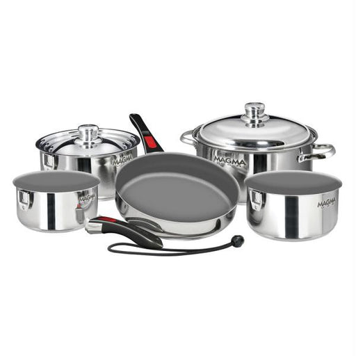 Magma 10-Piece Stainless Steel Gourmet "Nesting" Induction Compatible Cookware Set w-Ceramica&reg; Non-Stick