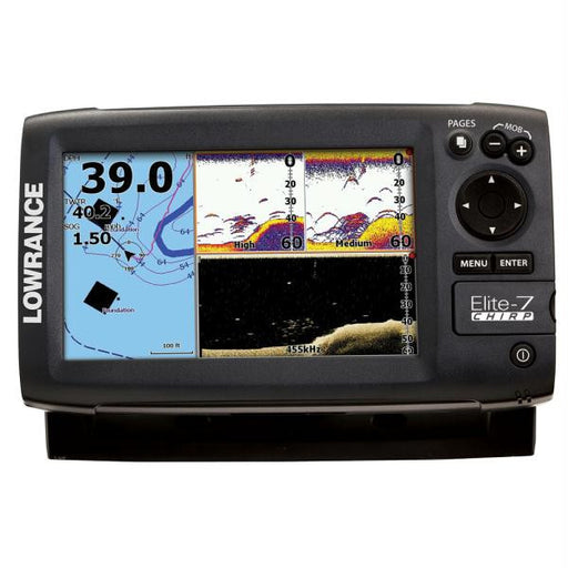 Lowrance Elite-7 CHIRP Fishfinder-Chartplotter Base Combo - 83-200 + 455-800 Transom Mount