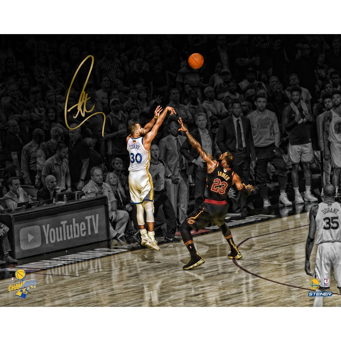 Stephen Curry Signed ''2018 NBA Finals 3 Point Shot Over LeBron James' 20x24 Photo (L/E 100)