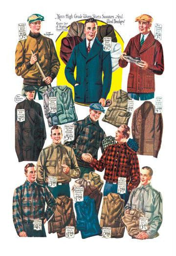 Men's Shirts, Sweaters, and Wind Breakers 20x30 poster