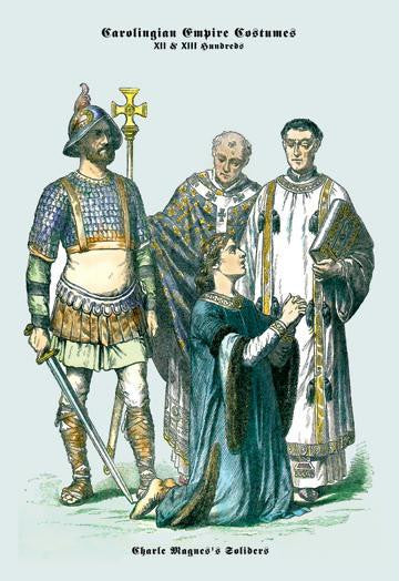 Carolingian Empire Costumes: Charlemagne's Soldiers 24x36 Giclee