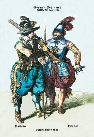 German Costumes: Thirty Years War: Musketeer 24x36 Giclee