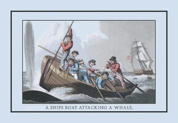 A Ship's Boat Attacking a Whale 24x36 Giclee