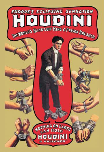 Houdini: The World's Handcuff King and Prison Breaker 28x42 Giclee on Canvas
