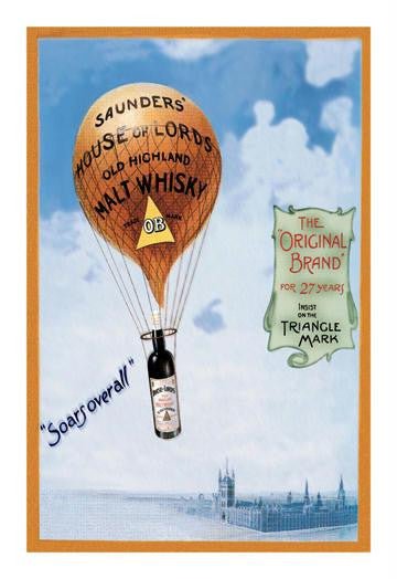 Saunders's House of Lords Whiskey - Ballon ascension with netting and carrying a Bottle of English whiskey