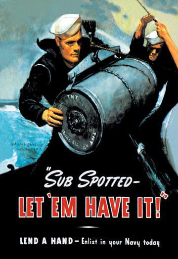 Sub Spotted - Let 'em Have It! 28x42 Giclee on Canvas