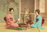 Arranging Flowers 28x42 Giclee on Canvas