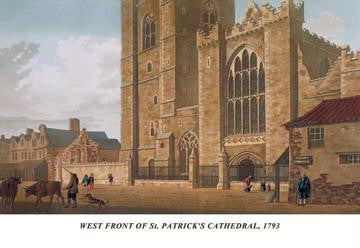 West Front of St. Patrick's Cathedral  1793 28x42 Giclee on Canvas