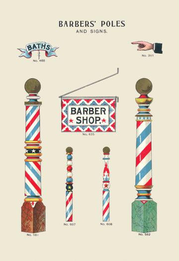 Barbers' Poles and Signs 28x42 Giclee on Canvas