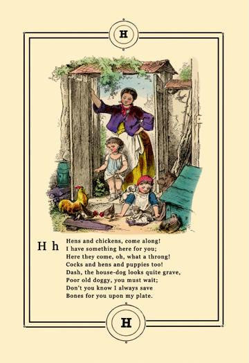 Little Lily's Alphabet: Hens and Chickens 28x42 Giclee on Canvas