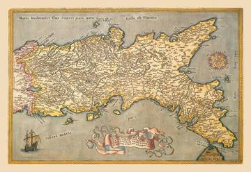 Map of Southern Italy 28x42 Giclee on Canvas