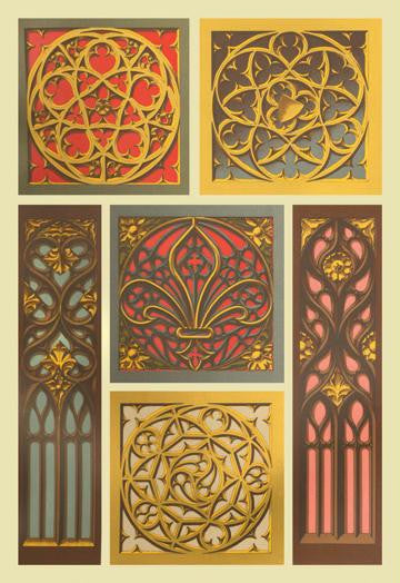 Medieval Window Design 28x42 Giclee on Canvas