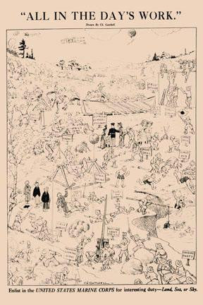 All in the day's Work Enlist in the United States Marine Corps 28x42 Giclee on Canvas