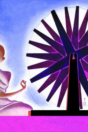 India's Symbolic Wheel 28x42 Giclee on Canvas