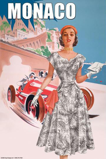 Monaco Lady's 50's Fashion I 28x42 Giclee on Canvas