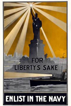 For Liberty's sake  enlist in the Navy 28x42 Giclee on Canvas