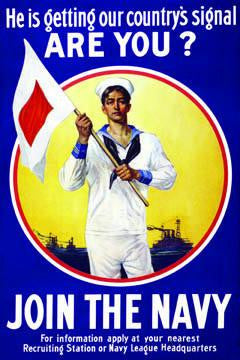 He is getting our country's signal - are you? Join the Navy. 28x42 Giclee on Canvas