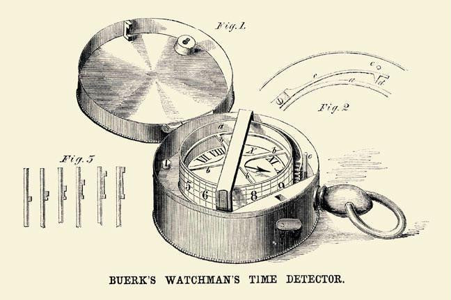 Buerk's Watchman's Time Detector 28x42 Giclee on Canvas