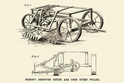 Bishop's Improved Cotton and Corn Stump Puller 28x42 Giclee on Canvas