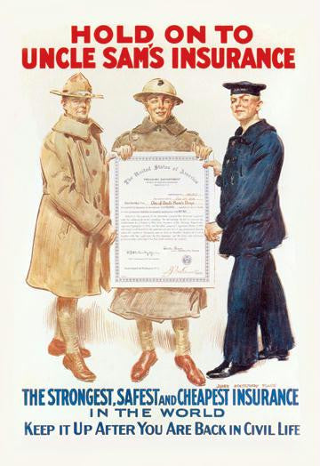 Hold on to Uncle Sam's Insurance 12x18 Giclee on canvas